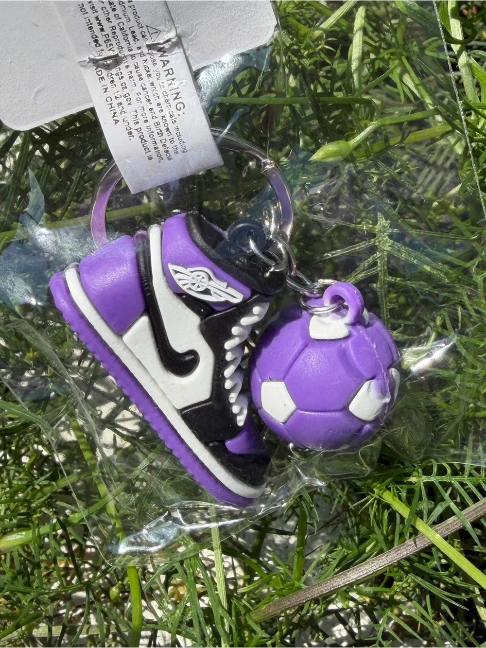 Purple Sneaker Keychain with Mini Ball Charm - Unbranded
